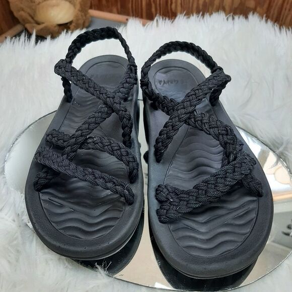 Womans MEZINYA BLACK Rope Sandals sz‎ 9 New - Picture 1 of 6